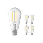 Mehrfachpackung 5x Calex Smart Tuya Wifi E27 Edison Fadenlampe 7W 806lm - 818-830 Abstimmbares Weiß | Dimmbar - Ersatz für 60W