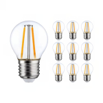 Mehrfachpackung 10x LED E27 Kugel Fadenlampe Klar 2.5W 250lm - 827  | Ersatz Für 25W
