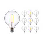Lot 10x Pro LED E27 Globe Filament Claire 95mm 8W 806lm - 827 | Dimmable - Remplacement 60W